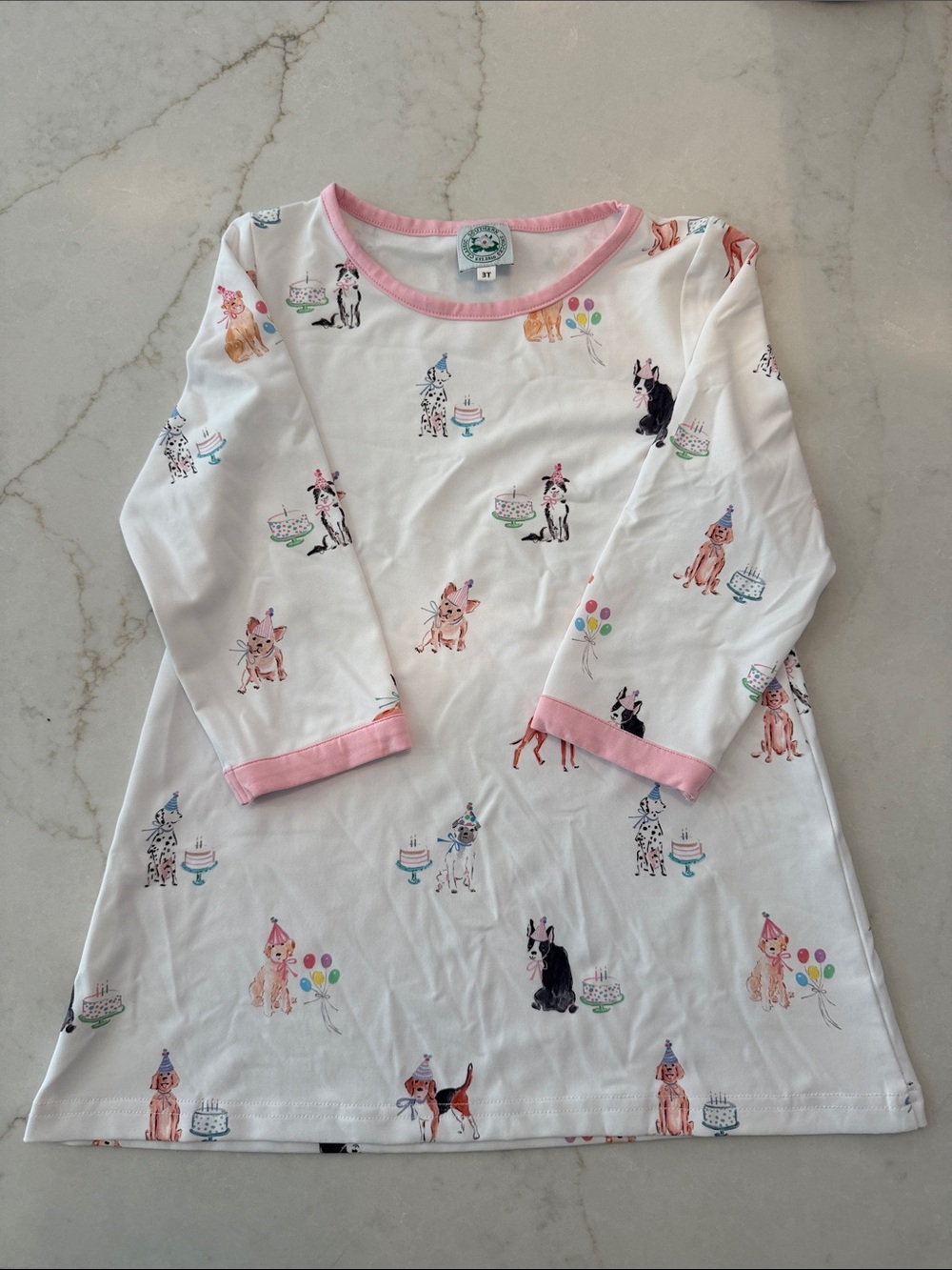 Children's Pink-Trim Birthday Puppy Dress